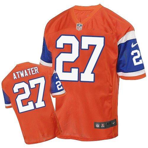 Nike Broncos #27 Steve Atwater Orange Throwback Men's Stitched NFL Elite Jersey - Click Image to Close